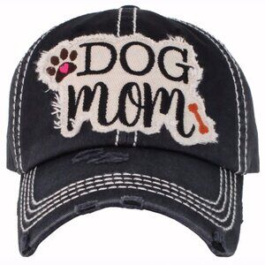 Dog Mom Distressed Grey Black Cap Hat NEW Fast Ship